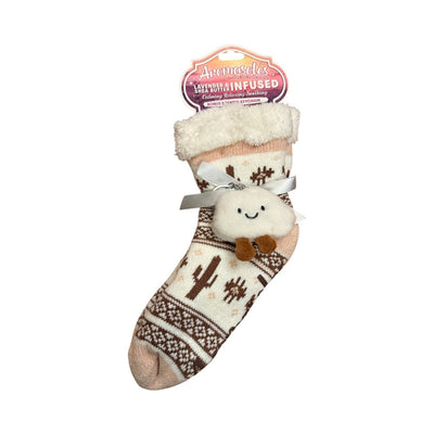 Aromasoles Lavender & Shea Butter Infused Cozy Socks – Calming, Relaxing & Soothing Scented Slipper Socks with Bonus Keychain - Knack'd Up