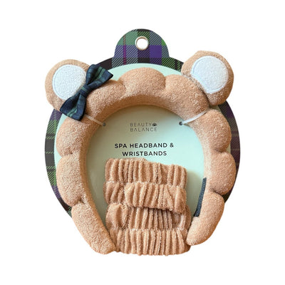 Beauty Balance Spa Headband & Wristbands Set – Soft Plush Skincare Hair Wrap with Cute Bear Ears for Facial, Makeup & Self - Care Routines - Knack'd Up