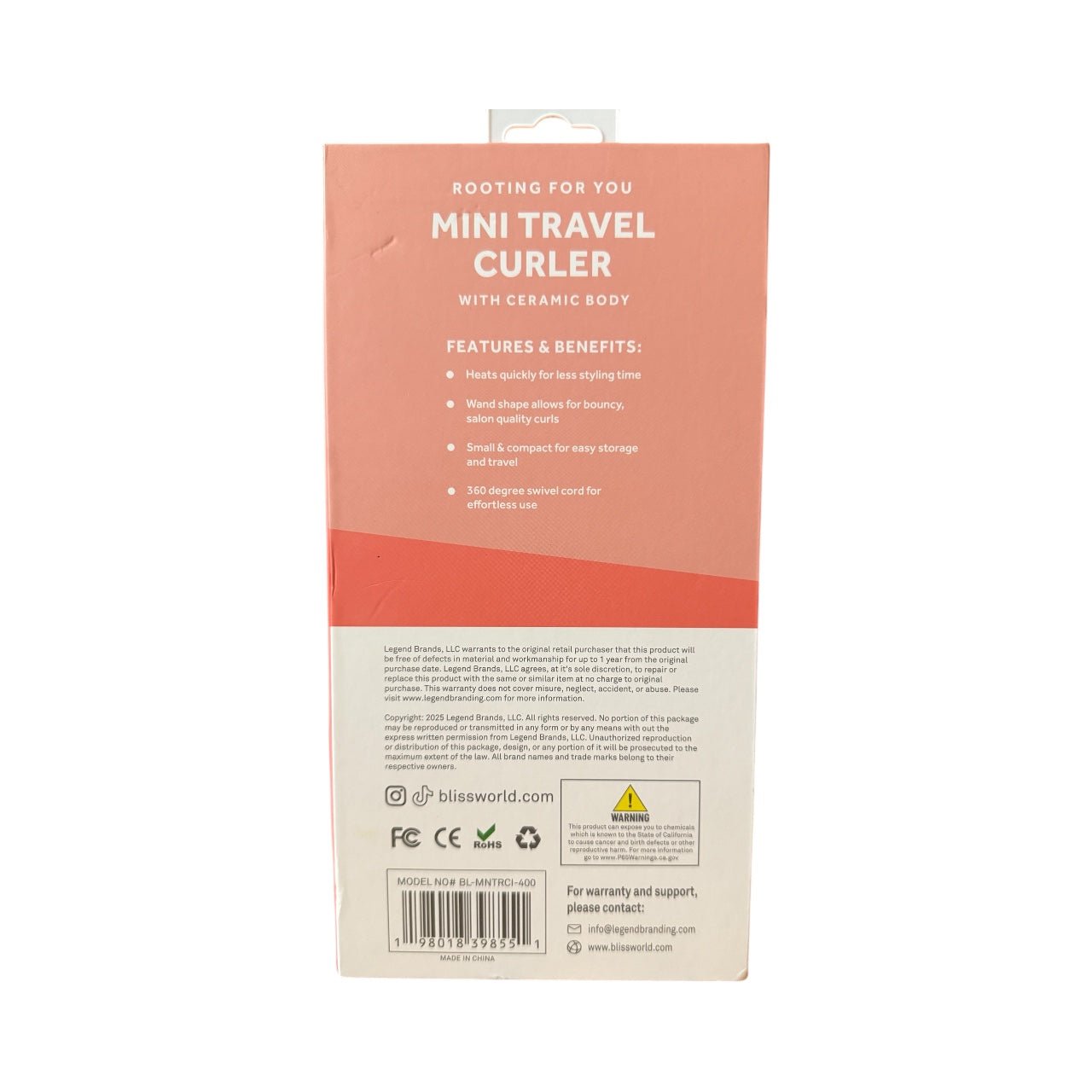 Bliss Mini Travel Curler β Compact Ceramic Hair Curler for Effortless Styling On - the - Go | Fast Heat & Frizz - Free Shine - Knack'd Up