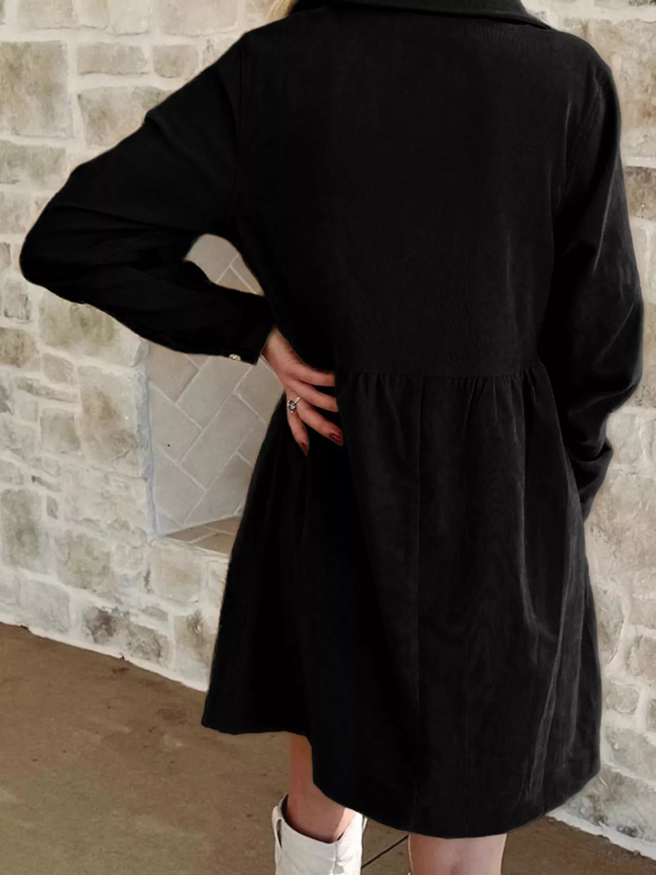 Casual Corduroy Button Detail Mini Dress - Knack'd Up