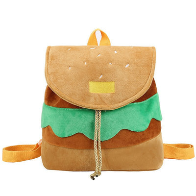 Cute Hamburger Plush Backpack – Soft Cartoon Burger Bag for Kids, Girls & Teens - Knack'd Up