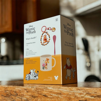 Disney Winnie the Pooh Mug Gift Set – Ceramic Mug, Matching Spoon & Cute Pooh Keychain Bundle | Perfect Gift for Kids & Adults - Knack'd Up