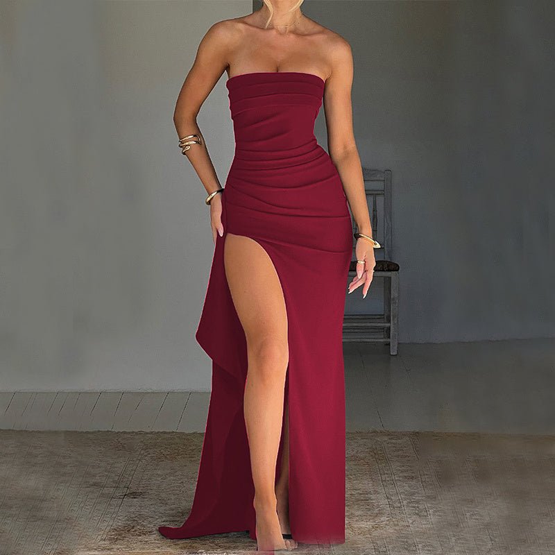 Elegant Strapless High - Slit Evening Gown β Elegant Bodycon Maxi Dress | Timeless Glamour for Parties & Formal Events - Knack'd Up