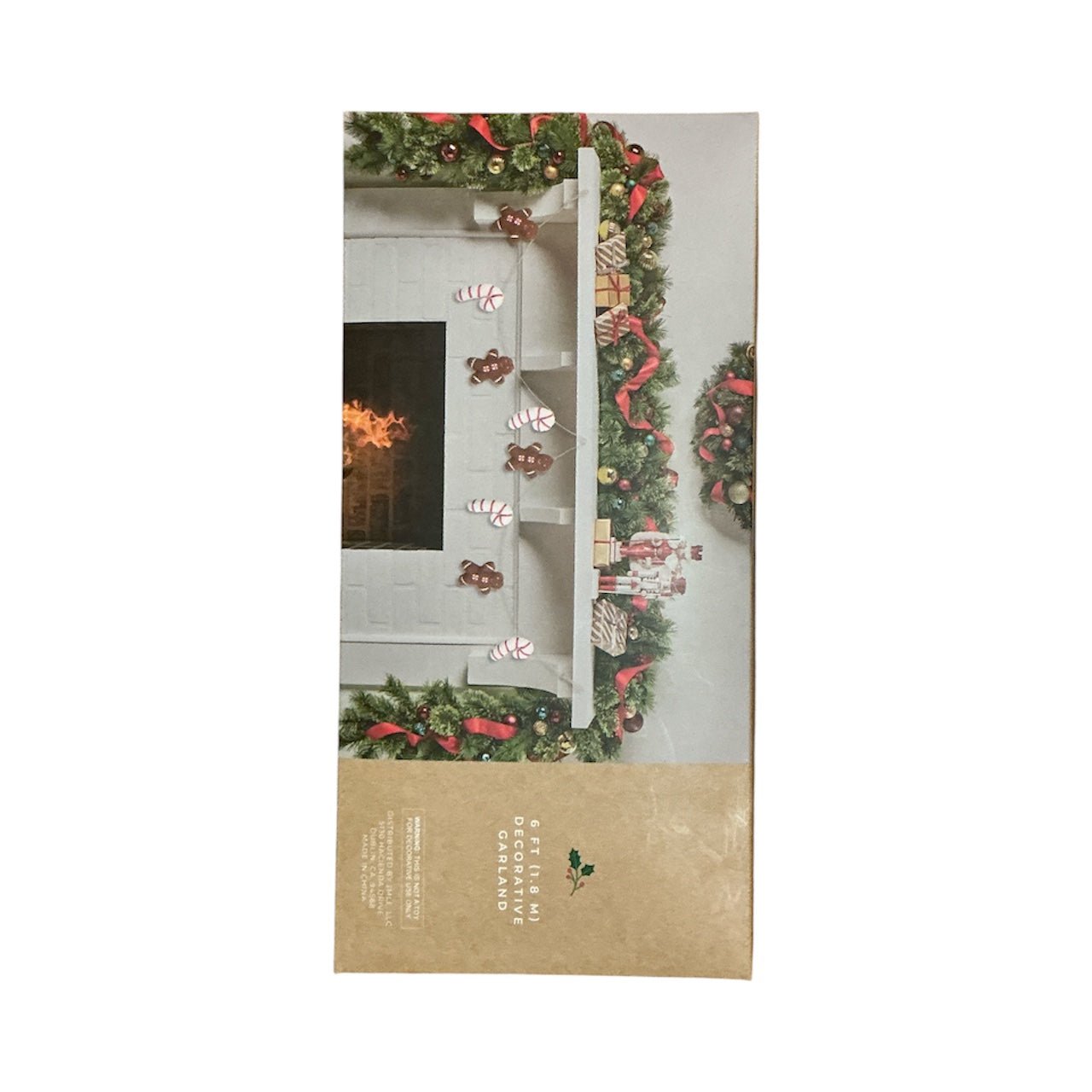 Gingerbread & Candy Cane Christmas Garland – 6FT Soft Plush Holiday Decoration for Trees, Mantels & Home Décor - Knack'd Up