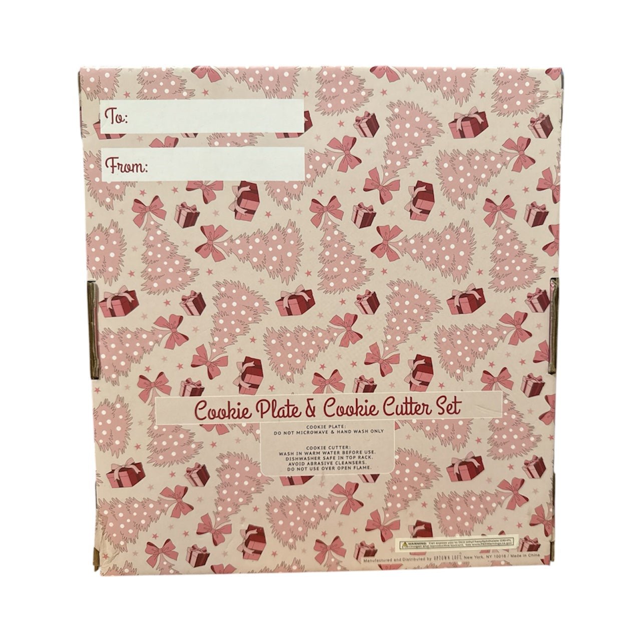 Holiday Christmas Tree Cookie Plate & Cutter Set – Hand - Painted Ceramic Serving Plate + Cookie Cutter Gift Set - Knack'd Up