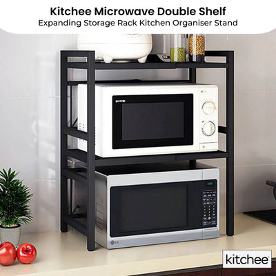 Kitchee Microwave Double Shelf - Expanding Storage Rack Kitchen Organiser Stand - Knack'd Up