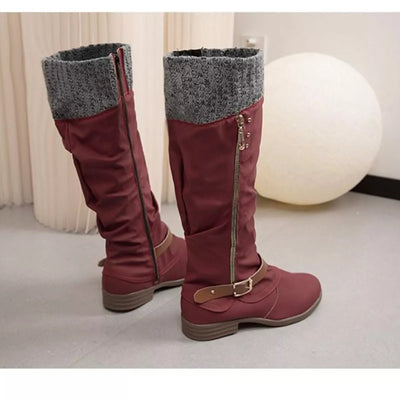 Knee High Slouch Boots with Knit Cuff - Knack'd Up