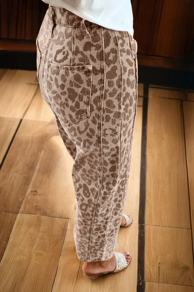 Leopard Print High - Waisted Cropped Jeans - Knack'd Up