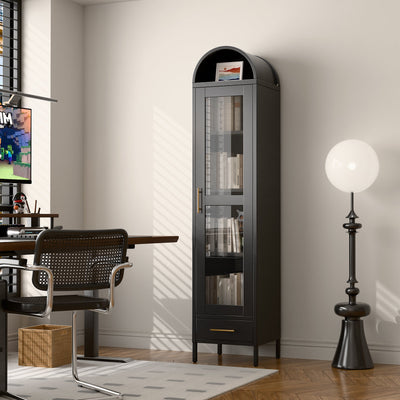 Metal Arched Storage Cabinet – Modern Black & White Organizer for Living Room, Kitchen & Office - Knack'd Up