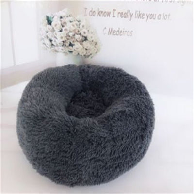 Round Plush Cat Bed – Soft Long Hairy Winter Nest Pad for Cats & Small Dogs - Knack'd Up