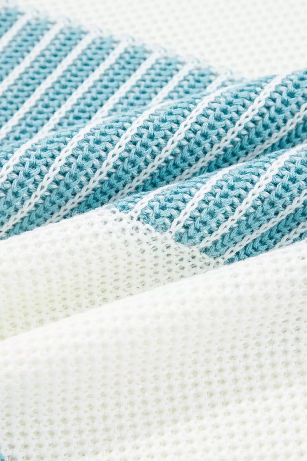 Two Tone Striped Patchwork Drop Shoulder Loose Sweater - Knack'd Up