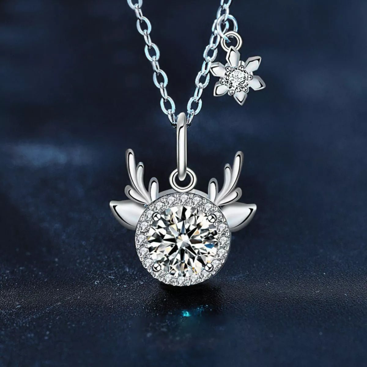 1 Carat Moissanite 925 Sterling Silver Deer Antler Pendant Necklace - Knack'd Up