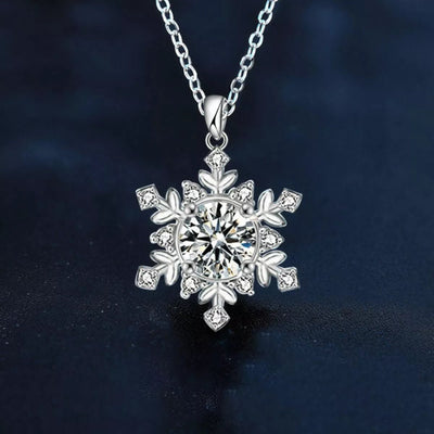 1 Carat Moissanite 925 Sterling Silver Snowflake Pendant Necklace - Knack'd Up