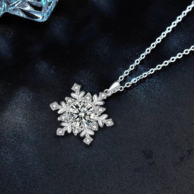 1 Carat Moissanite 925 Sterling Silver Snowflake Pendant Necklace - Knack'd Up