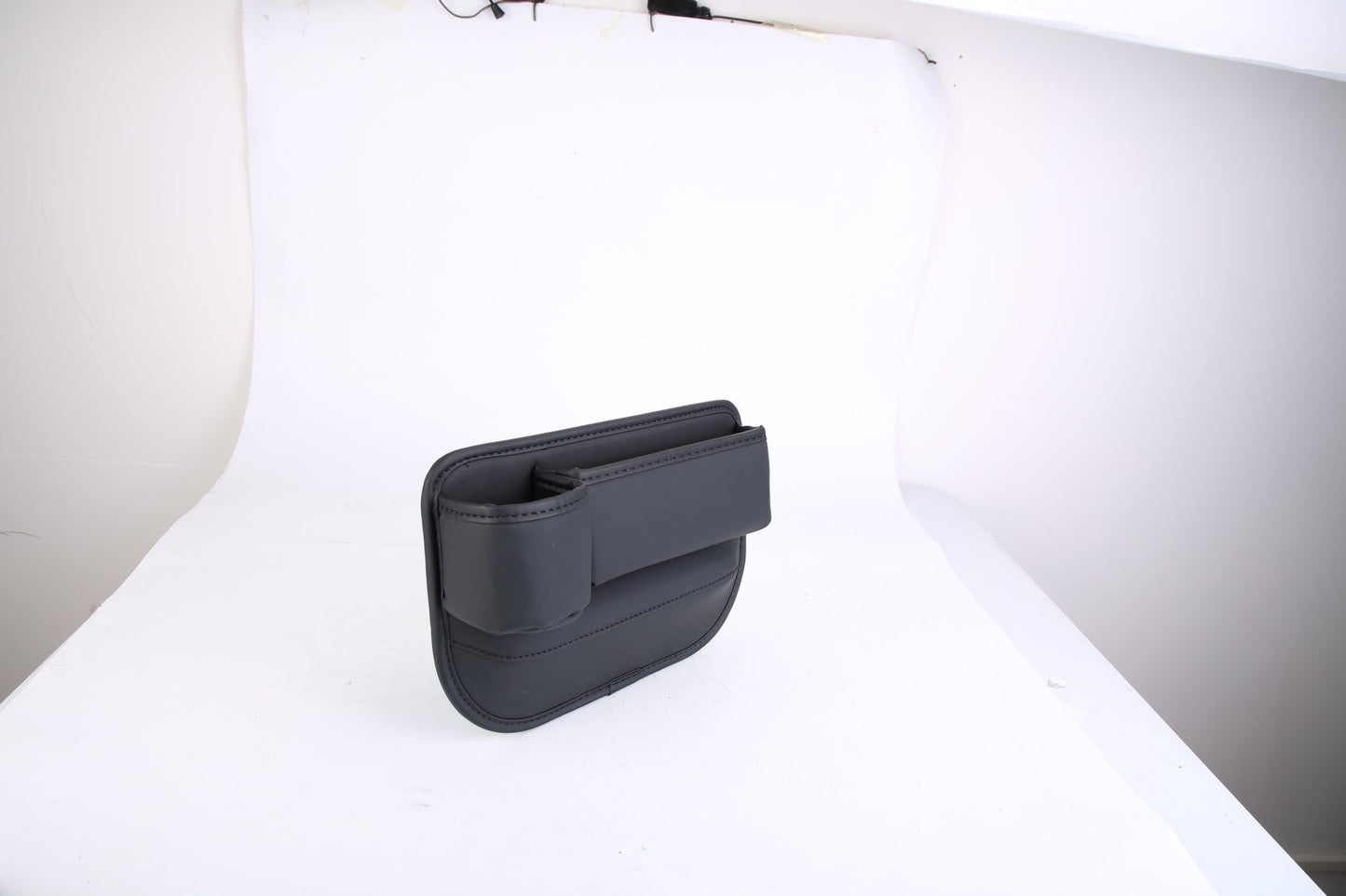 2 - Pack Car Seat Gap Filler Organizer – Leather Cup Holder & Storage Box for Keys, Cards, Phones & Drinks (Universal Fit, Black) - Knack'd Up