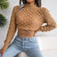 3D Diamond Knit Cropped Sweater – Trendy Long - Sleeve Top for Autumn & Winter - Knack'd Up