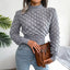 3D Diamond Knit Cropped Sweater – Trendy Long - Sleeve Top for Autumn & Winter - Knack'd Up