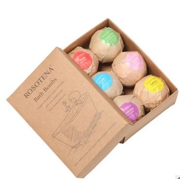 6 - Piece Organic Bath Bombs Gift Set – Mint, Lavender, Rose, Green Tea, Strawberry, Orange (Bubble Bath Fizzies) - Knack'd Up