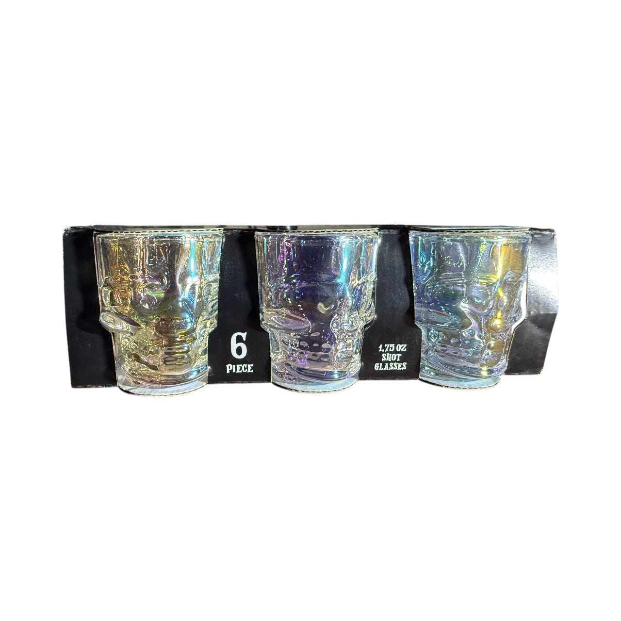 6 - Piece Skull Shot Glass Set – 1.75oz Crystal & Iridescent Barware for Halloween Parties, Bars & Unique Gifts - Knack'd Up