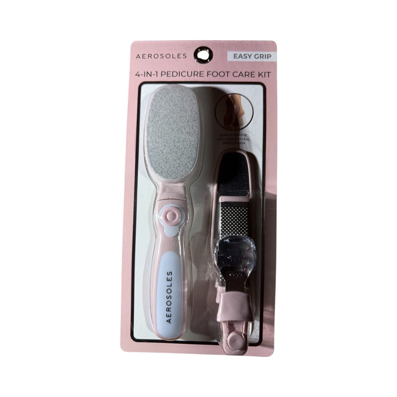 Aerosoles 4 - in - 1 Pedicure Foot Care Kit – Easy Grip Exfoliating Tool Set for Smooth, Beautiful Feet - Knack'd Up