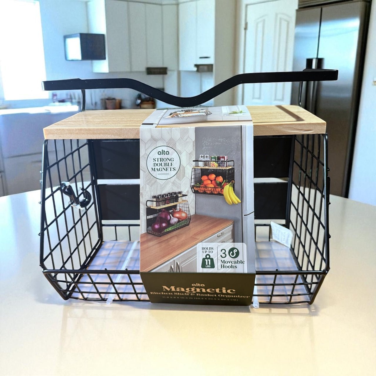Alta Magnetic Kitchen Shelf Basket Organizer – Space - Saving Spice & Storage Rack for Fridge, Wall & Pantry - Knack'd Up