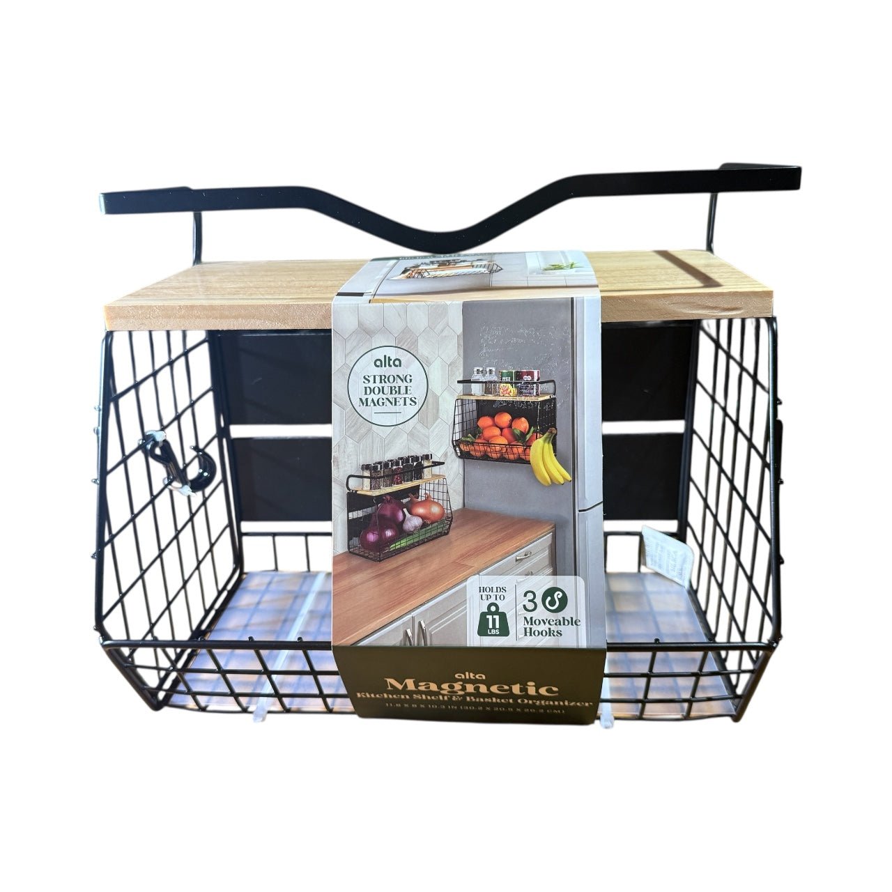 Alta Magnetic Kitchen Shelf Basket Organizer – Space - Saving Spice & Storage Rack for Fridge, Wall & Pantry - Knack'd Up