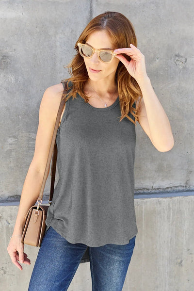 Basic Bae Full Size Round Neck Curved Hem Tank - Knack'd Up