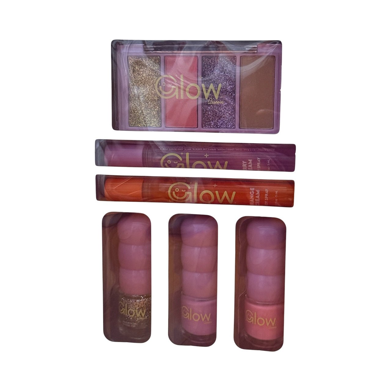 Beauty In A Box Makeup Gift Set – Glow Collection with Lip Gloss, Eyeshadow Palette & Nail Polish Trio in Reusable Tin Case - Knack'd Up