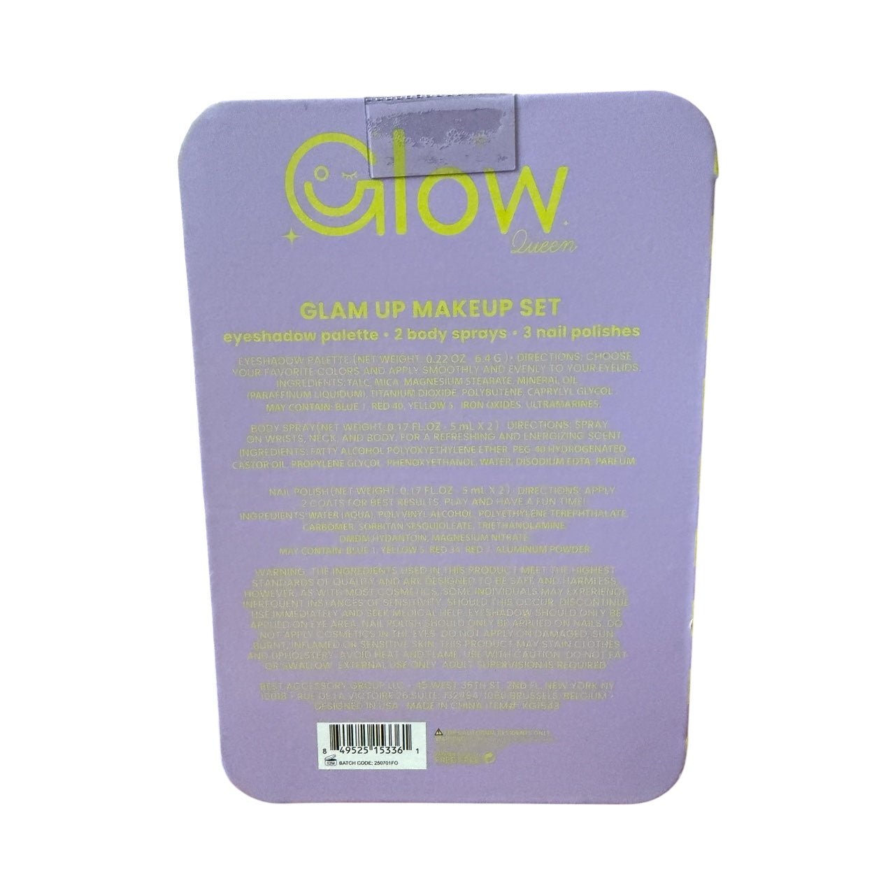 Beauty In A Box Makeup Gift Set – Glow Collection with Lip Gloss, Eyeshadow Palette & Nail Polish Trio in Reusable Tin Case - Knack'd Up