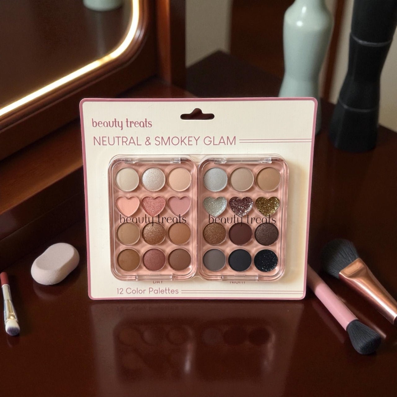 Beauty Treats Neutral & Smokey Glam Eyeshadow Palette – 12 Highly Pigmented Shades for Day & Night Makeup Looks - Knack'd Up