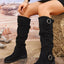 Block Heel Boots with Buckle Detail - Knack'd Up