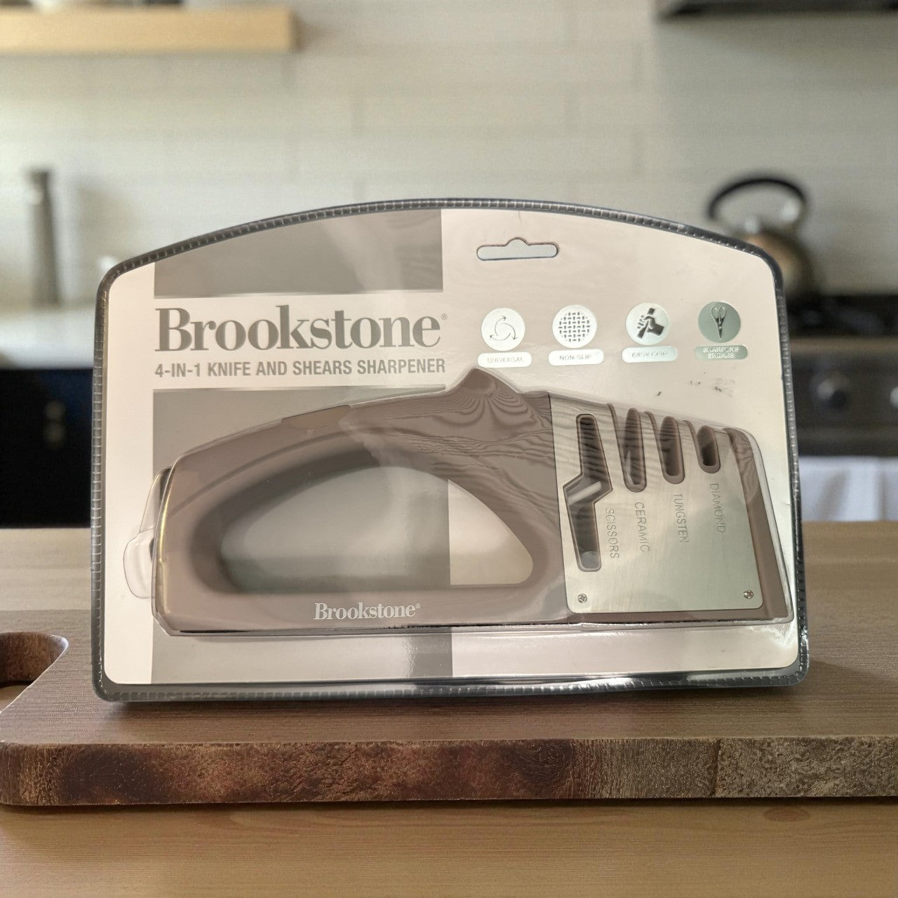 Brookstone 4 - in - 1 Knife & Shears Sharpener – Multi - Stage Diamond & Tungsten Blade Tool - Knack'd Up