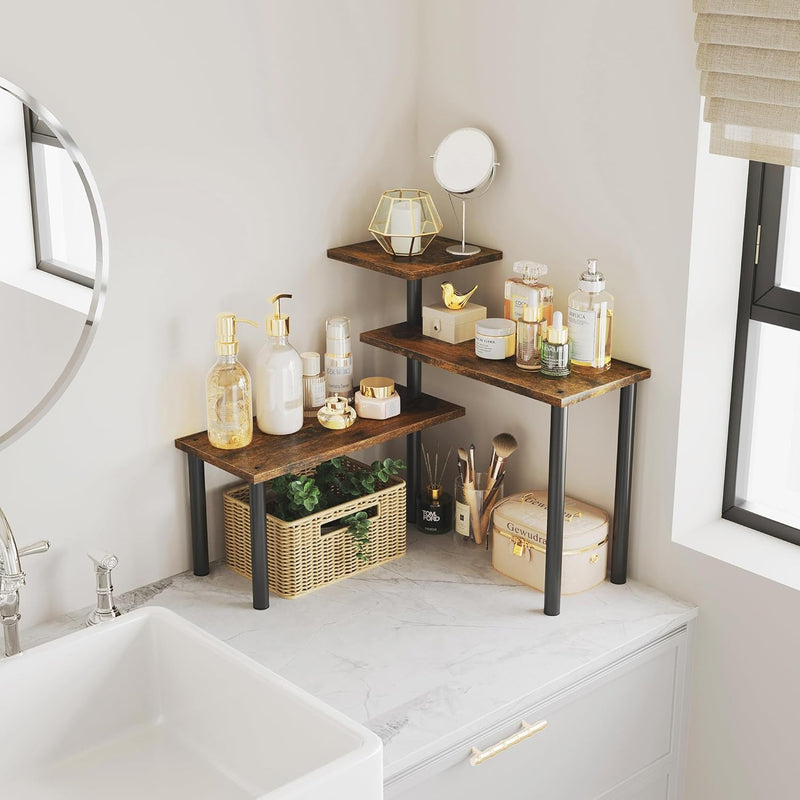 CARLA HOME 3 - Tier Wooden Corner Shelf Kitchen Spice Rack Organiser Home Storage & Organisation - Knack'd Up