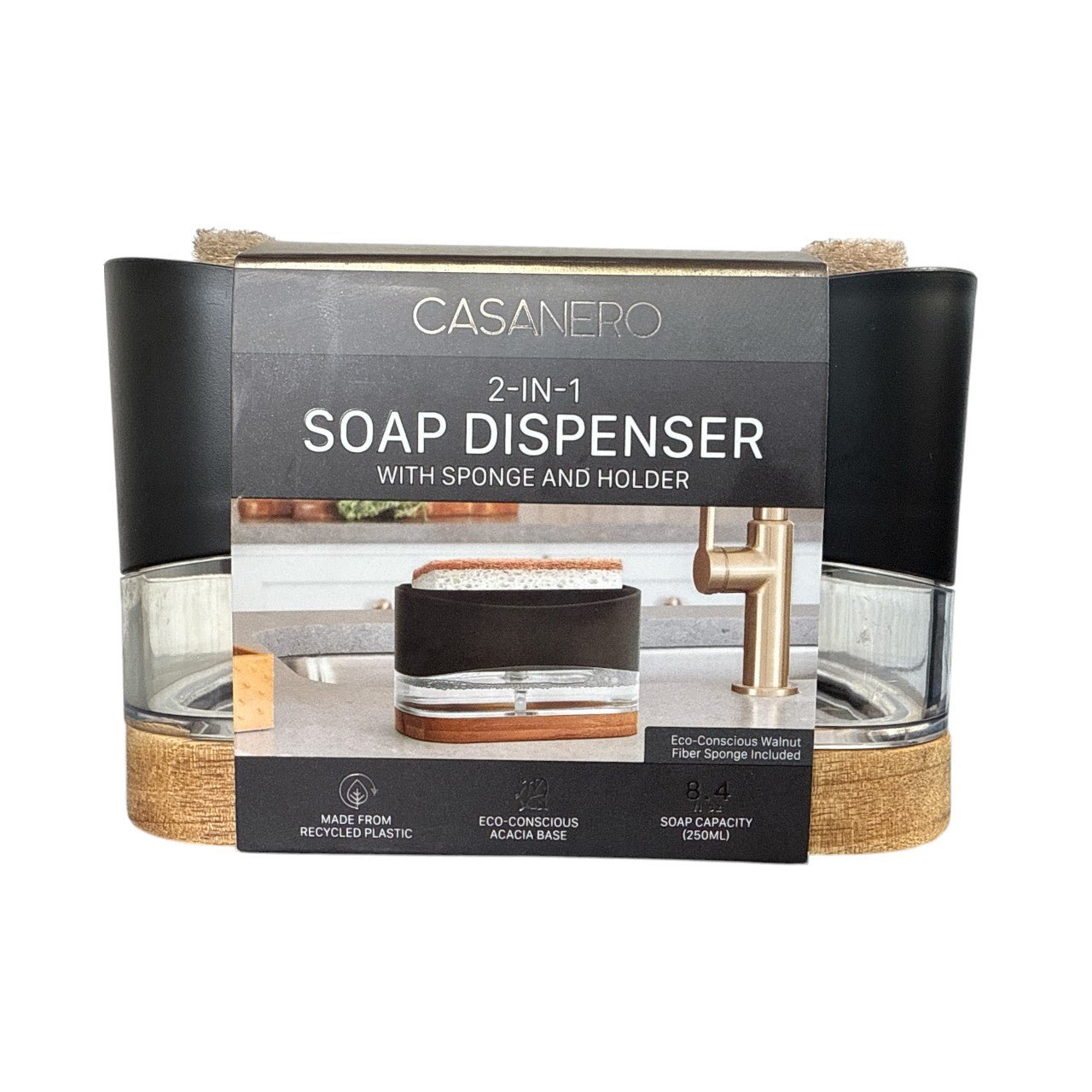 Casanero 2 - in - 1 Soap Dispenser with Sponge Holder – Sleek Kitchen Sink Organizer for Effortless Cleaning - Knack'd Up