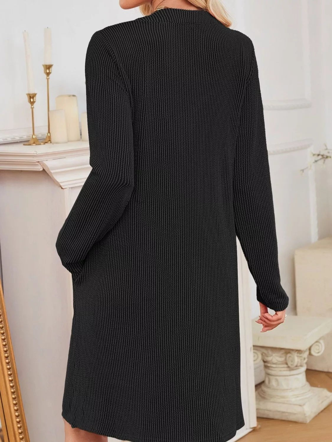 Casual Ribbed Knit Long Sleeve Dress - Knack'd Up