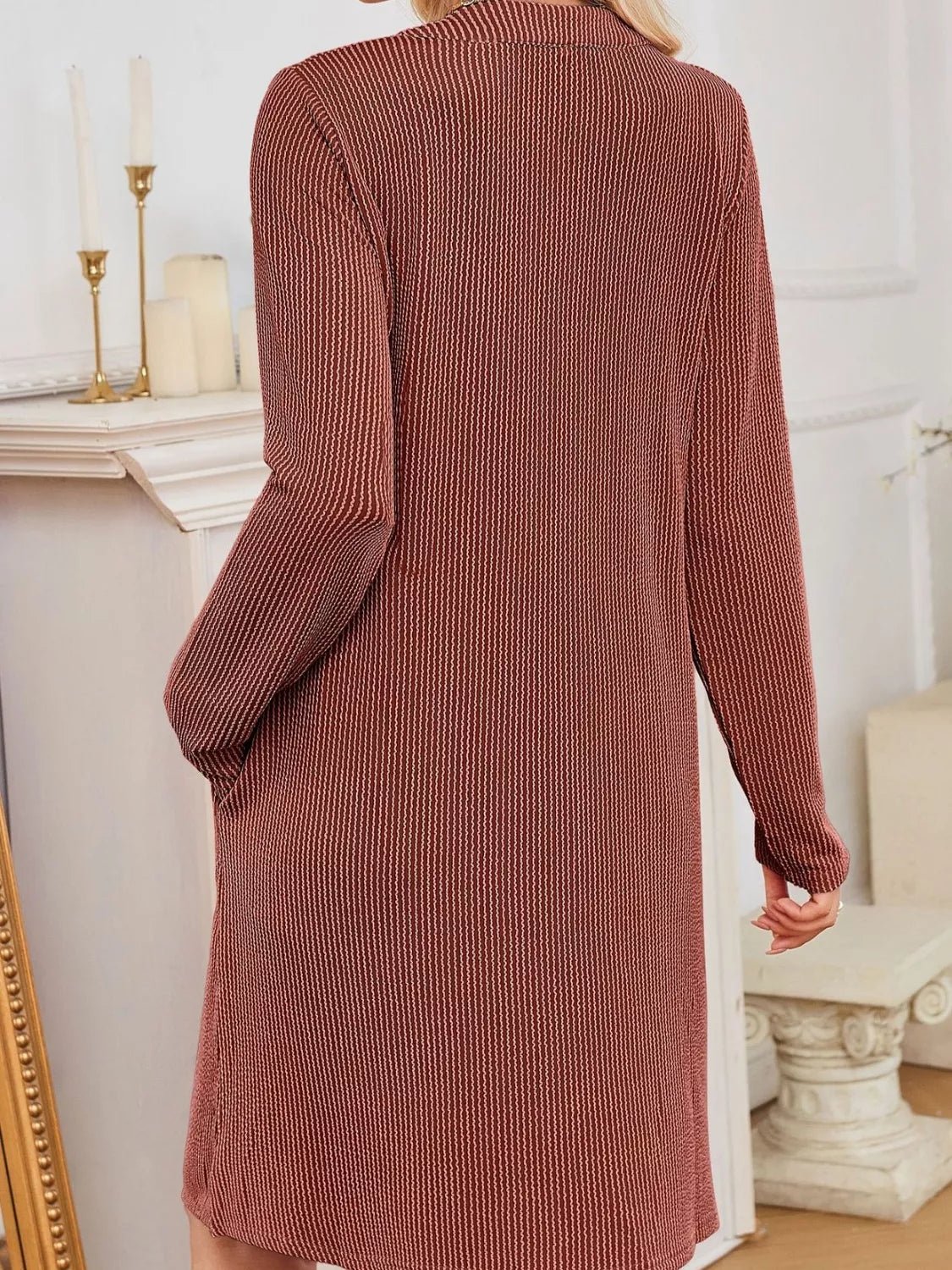 Casual Ribbed Knit Long Sleeve Dress - Knack'd Up