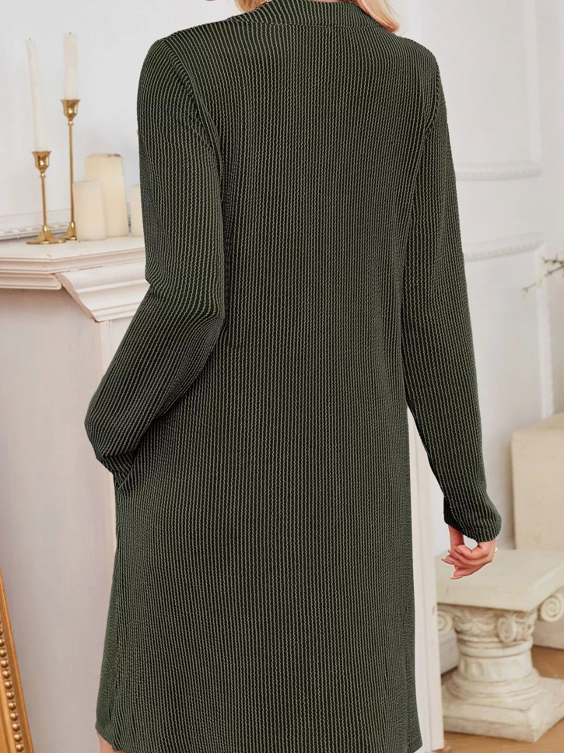 Casual Ribbed Knit Long Sleeve Dress - Knack'd Up