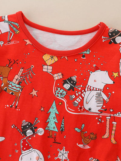 Children's Christmas Print Long Sleeve Dress - Knack'd Up