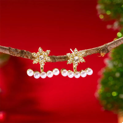 Christmas Snowflake Pearl Earrings - Knack'd Up