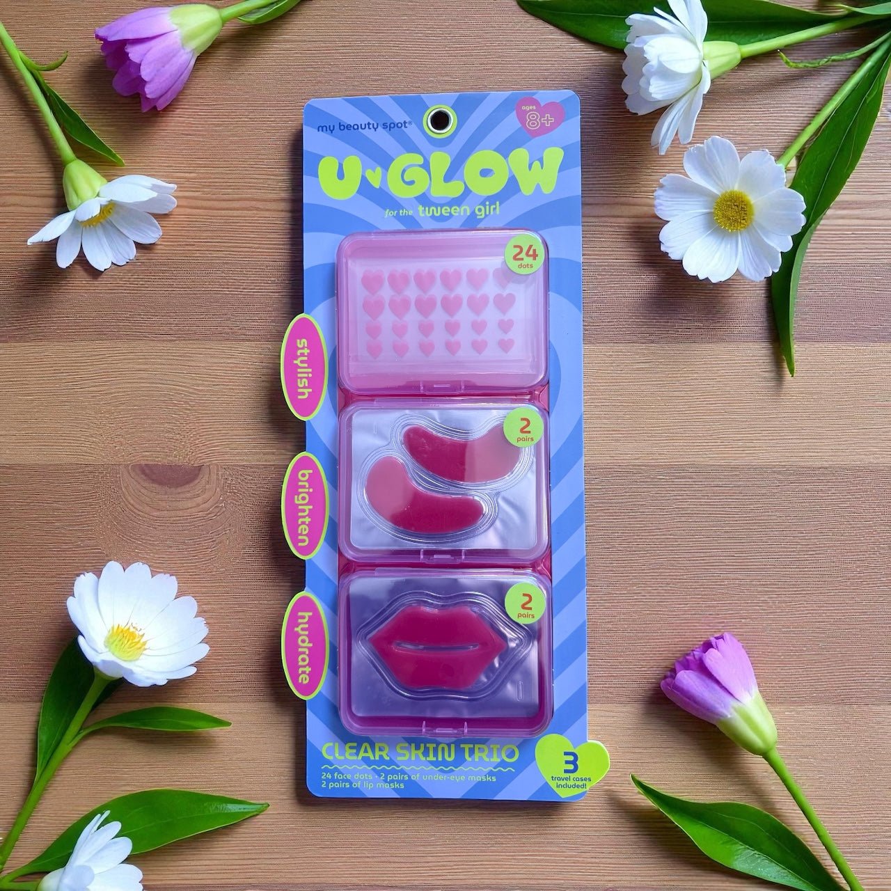 Clear Skin Trio – 3 - in - 1 Face, Eye & Lip Mask Set with Hydrating & Brightening Gel Patches for a Fresh Glow - Knack'd Up