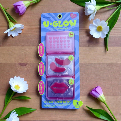 Clear Skin Trio – 3 - in - 1 Face, Eye & Lip Mask Set with Hydrating & Brightening Gel Patches for a Fresh Glow - Knack'd Up