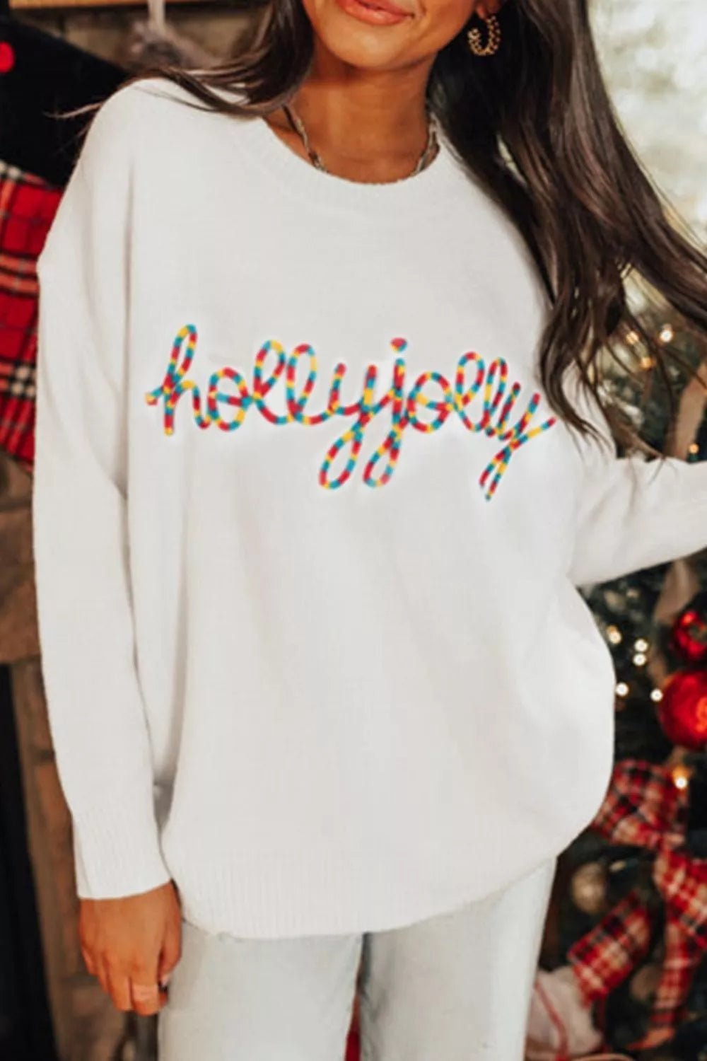 Colorful Holly Jolly Christmas Knit Loose Sweater - Knack'd Up