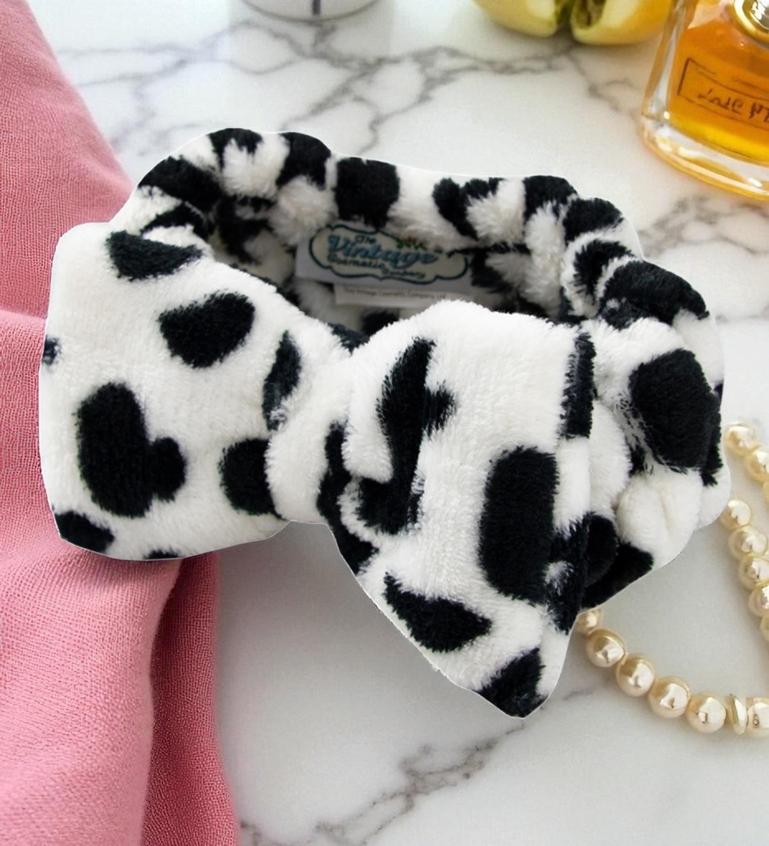 Cow Print Headband – Trendy Spa & Makeup Hair Wrap for Women and Teens - Knack'd Up