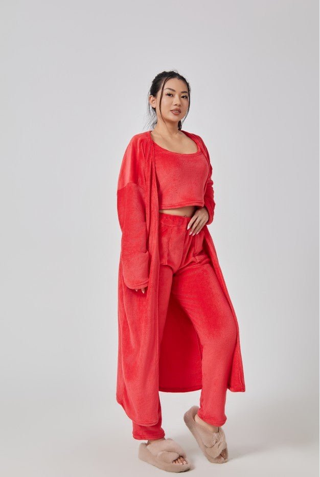 Cozy 3 - Piece Lounge Pajama Set – Soft Winter Loungewear for Women - Knack'd Up