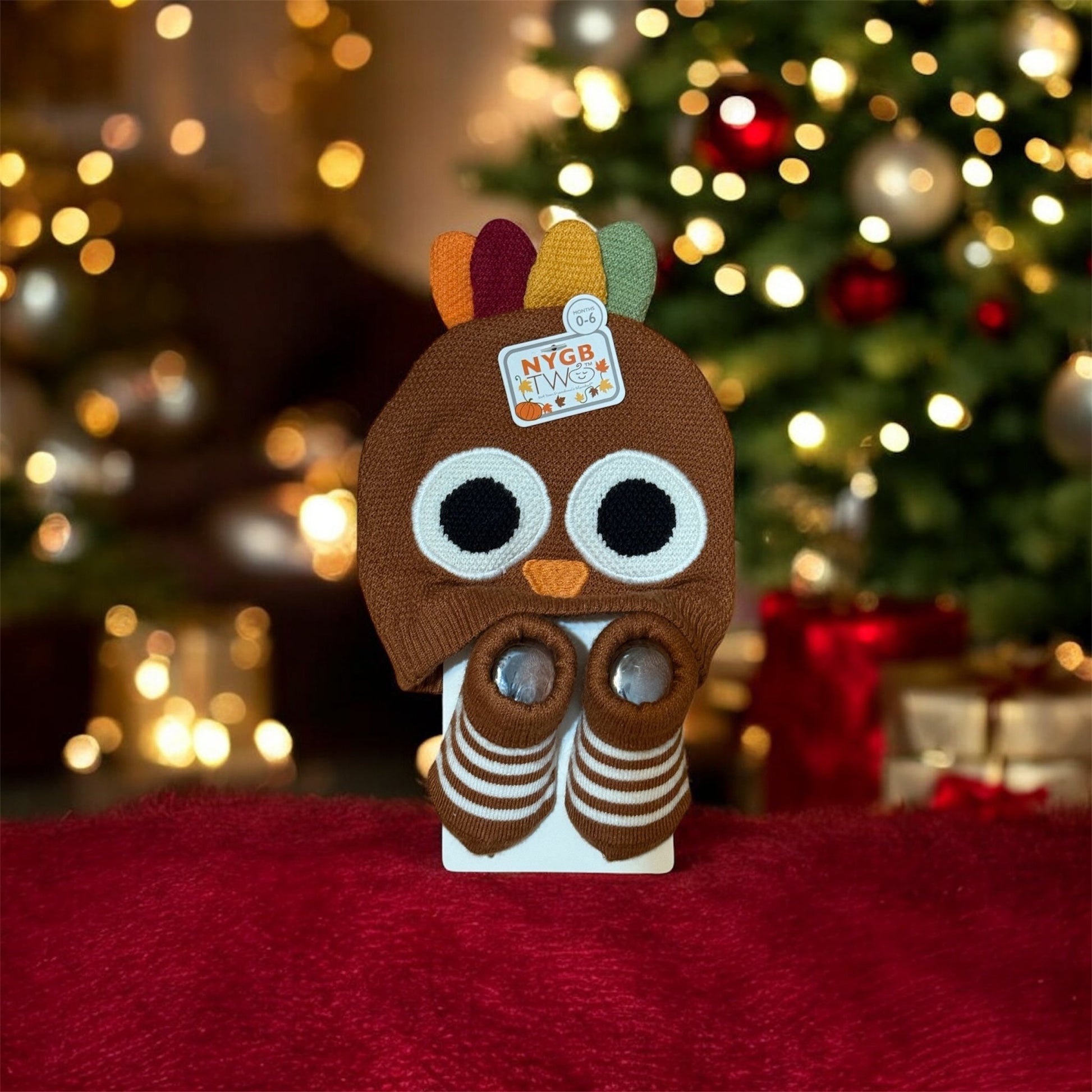 Cozy Thanksgiving Baby Hat & Booties Set for 0 - 6 Months - Knack'd Up