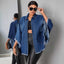 Distressed Denim Cape Jacket – Oversized Frayed Edge Statement Piece - Knack'd Up