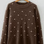 Dotted Print Ribbed Edge Knit Sweater - Knack'd Up