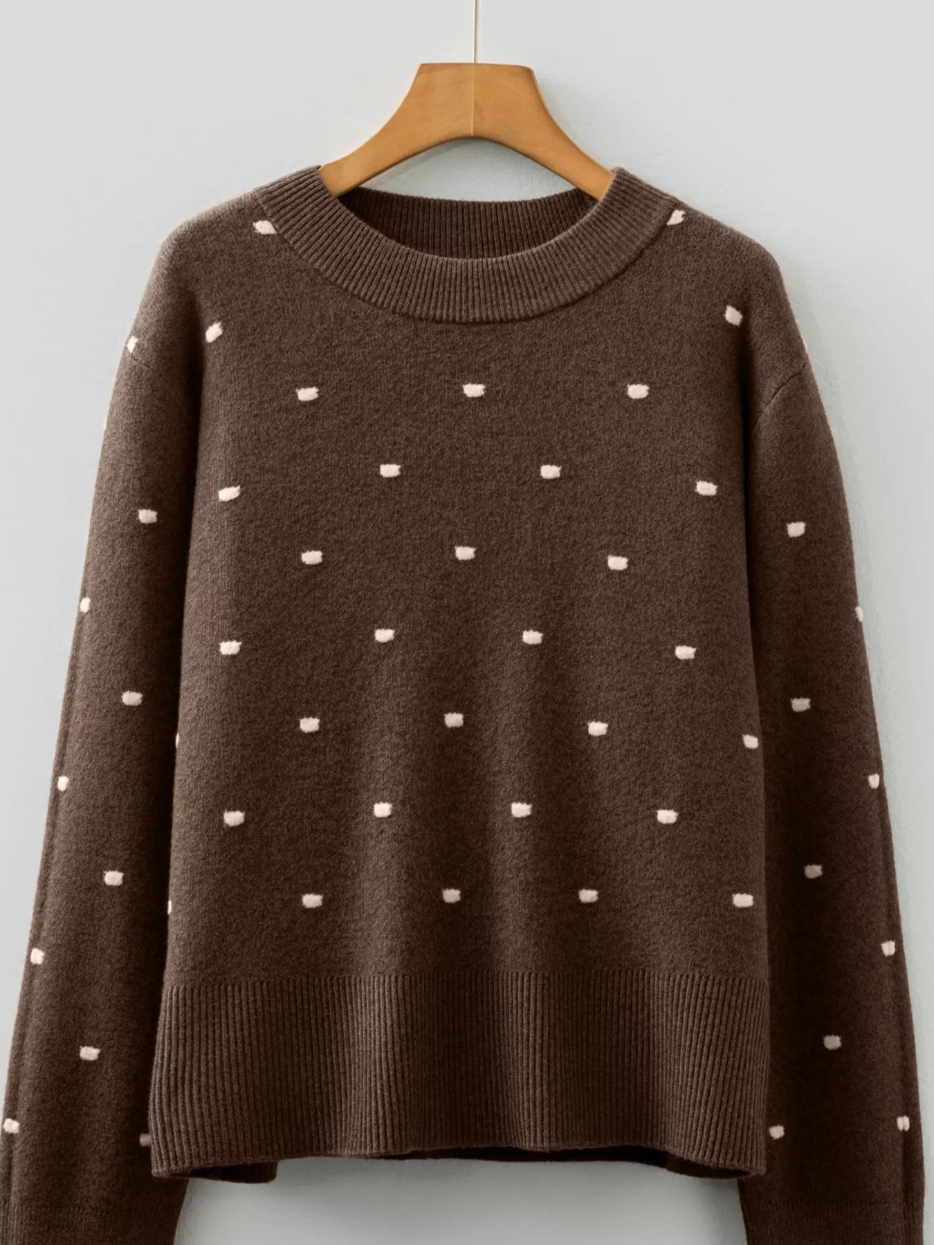 Dotted Print Ribbed Edge Knit Sweater - Knack'd Up