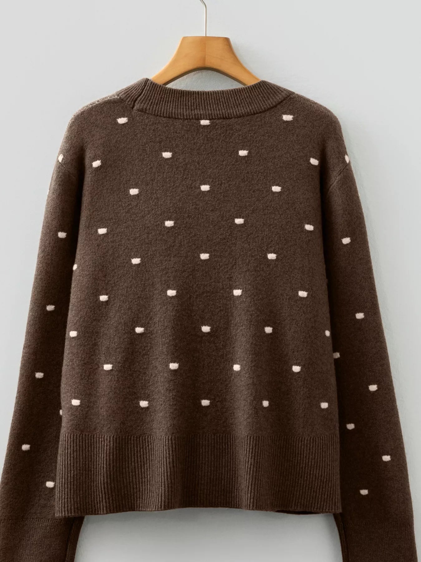 Dotted Print Ribbed Edge Knit Sweater - Knack'd Up