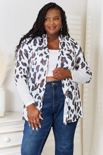 Double Take Leopard Long Sleeve Cardigan - Knack'd Up